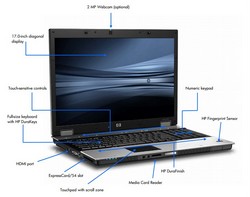 HP EliteBook 8730w s popisky