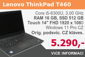 Lenovo ThinkPad T460 - CZ klávesnice, Intel i5-6300U, RAM 16 GB, SSD 512 GB, Win 11 Pro