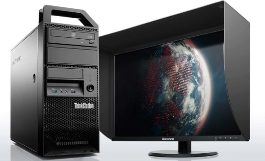 Lenovo ThinkStation E32 Tower s monitorem