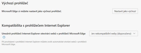 Edge výchozí prohlížeč