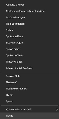 Nabídka Start další menu