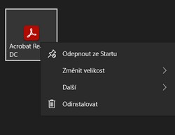 Nabídka Start dlaždice