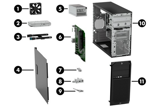 HP Z2 Tower G4 Workstation rozebraný