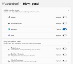 Přizpůsobení hlavní panel