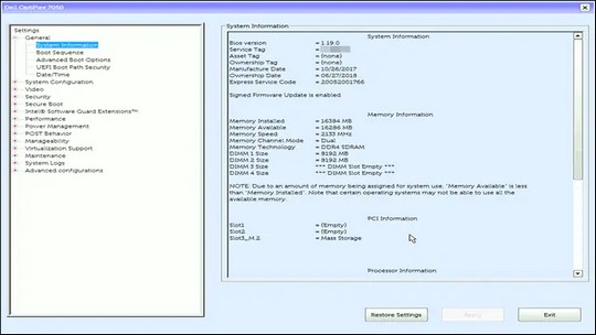 BIOS Dell