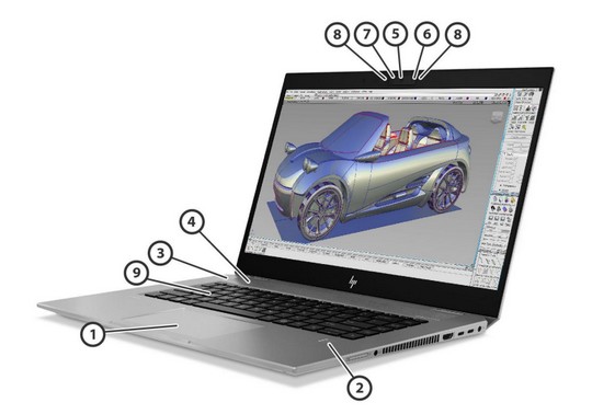 HP ZBook Studio G5 otevřený