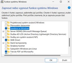 Windows Sandbox zapnutí