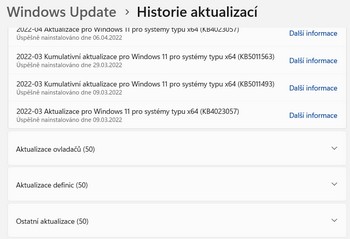 Historie aktualizací