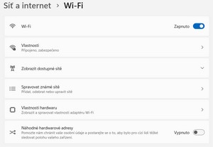 Nastavení Wi-Fi