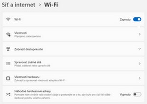 Nastavení Wi-Fi