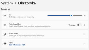 Nastavení obrazovka